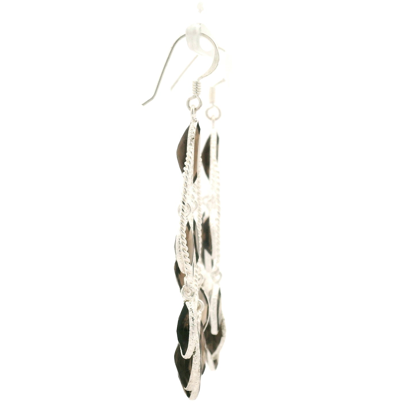 27.10 Ct Smoky Quartz 925 Sterling Silver Earrings