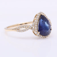 2.36 Ct Pear Mixed Cut Natural Sapphire 14K Gold Ring