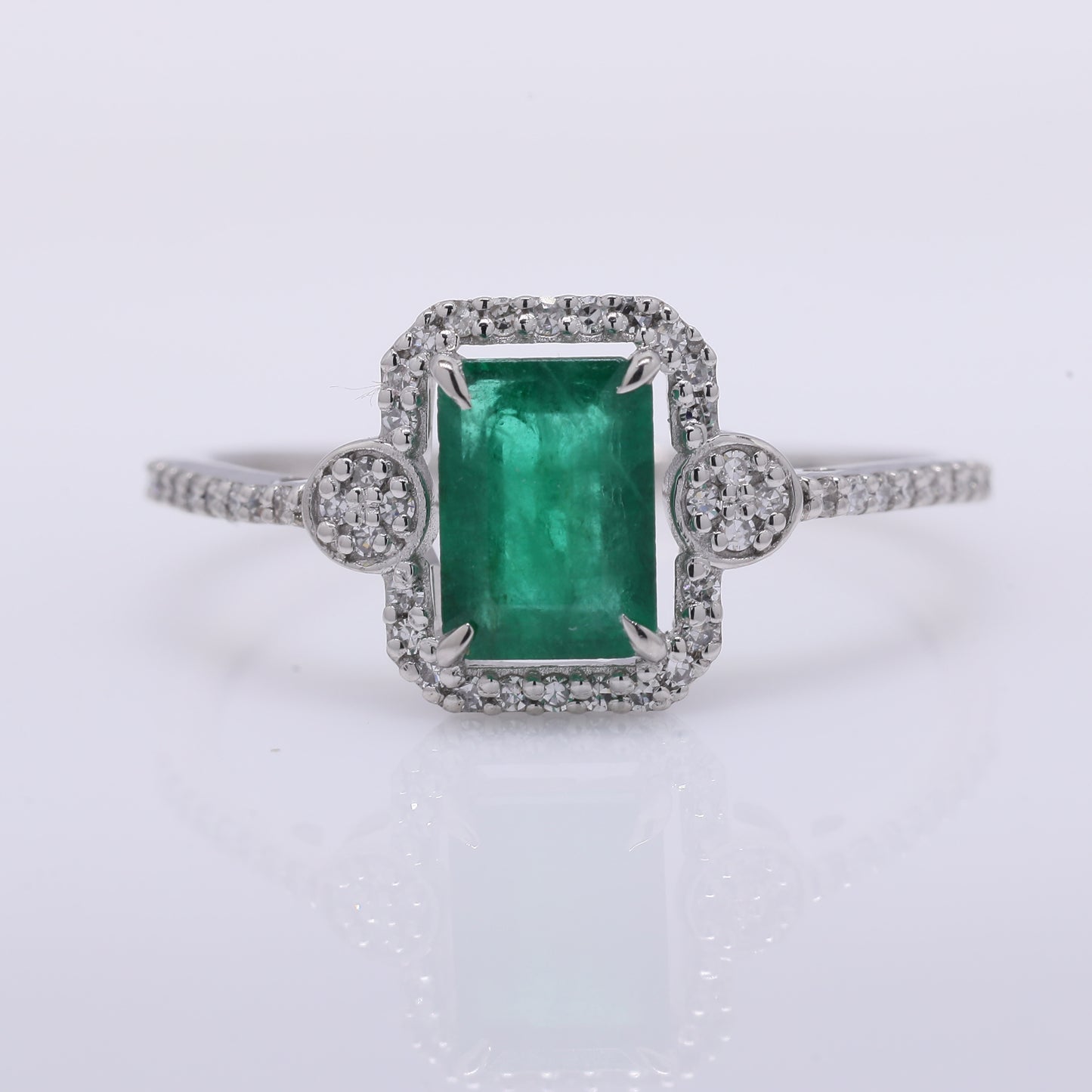 1.05 Ct Octagon Step Cut Natural Emerald 950 Platinum Ring