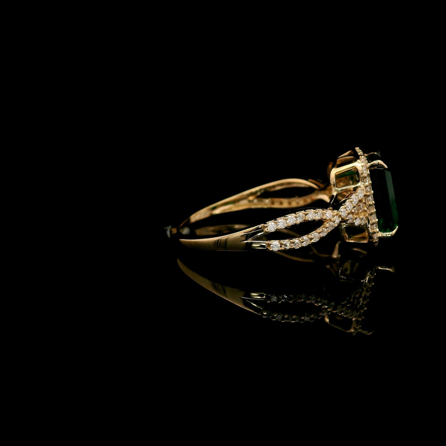1.99 Ct Emerald Cut Lab Grown Emerald 14K Gold Ring