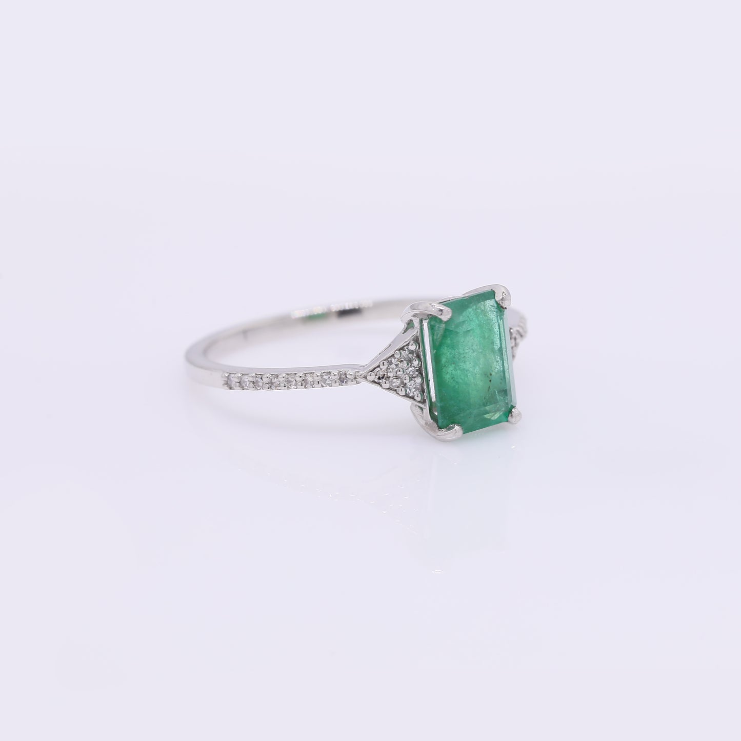 1.64 Ct Octagon Step Cut Natural Emerald 950 Platinum Ring