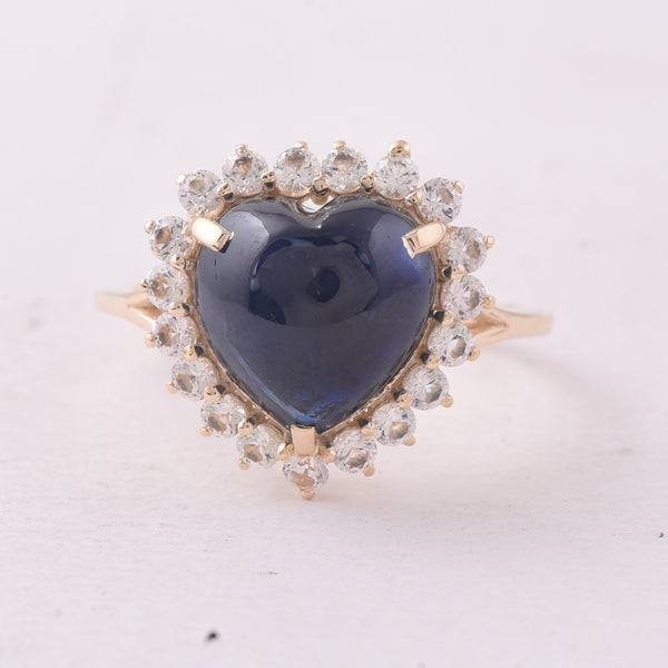 6.72 Ct Heart Sapphire 9K Gold Ring
