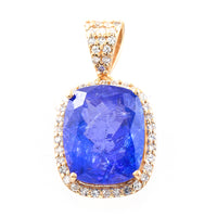 3.81 Ct Cushion Mixed Cut Natural Tanzanite 14K Gold Pendant