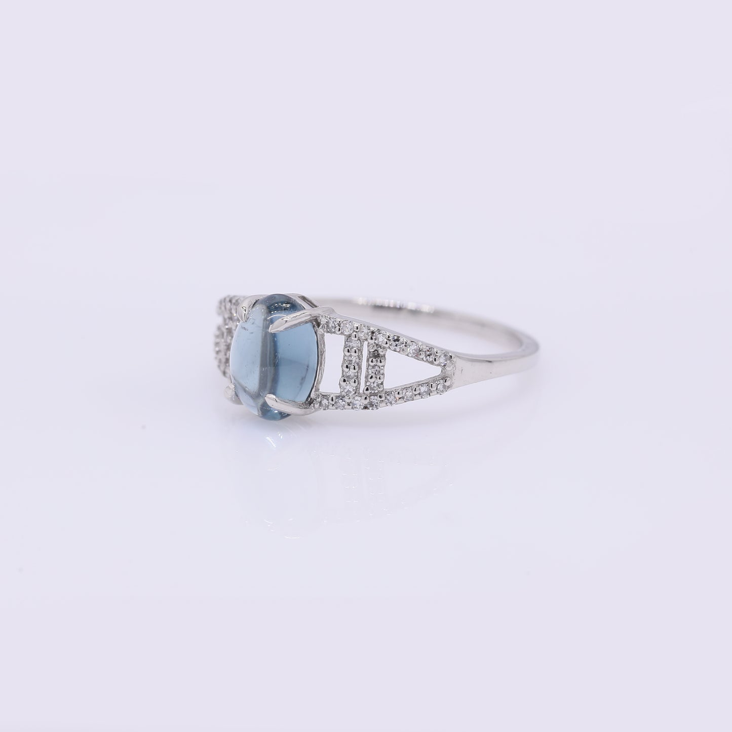 1.34 Ct Oval Cabochon Cut Natural Tourmaline 950 Platinum Ring