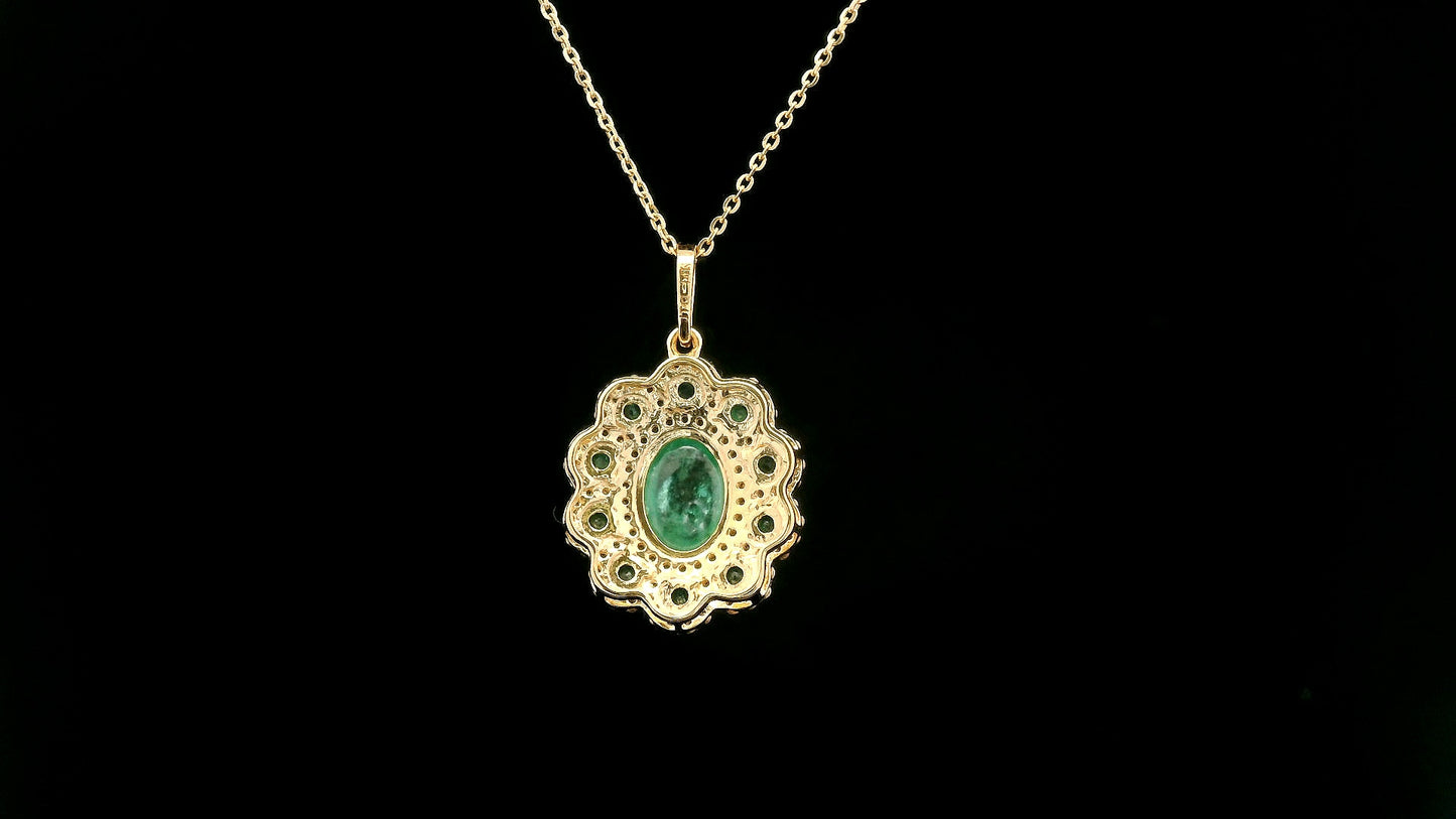 1.97 Ct Oval Emerald 14K Gold Pendant