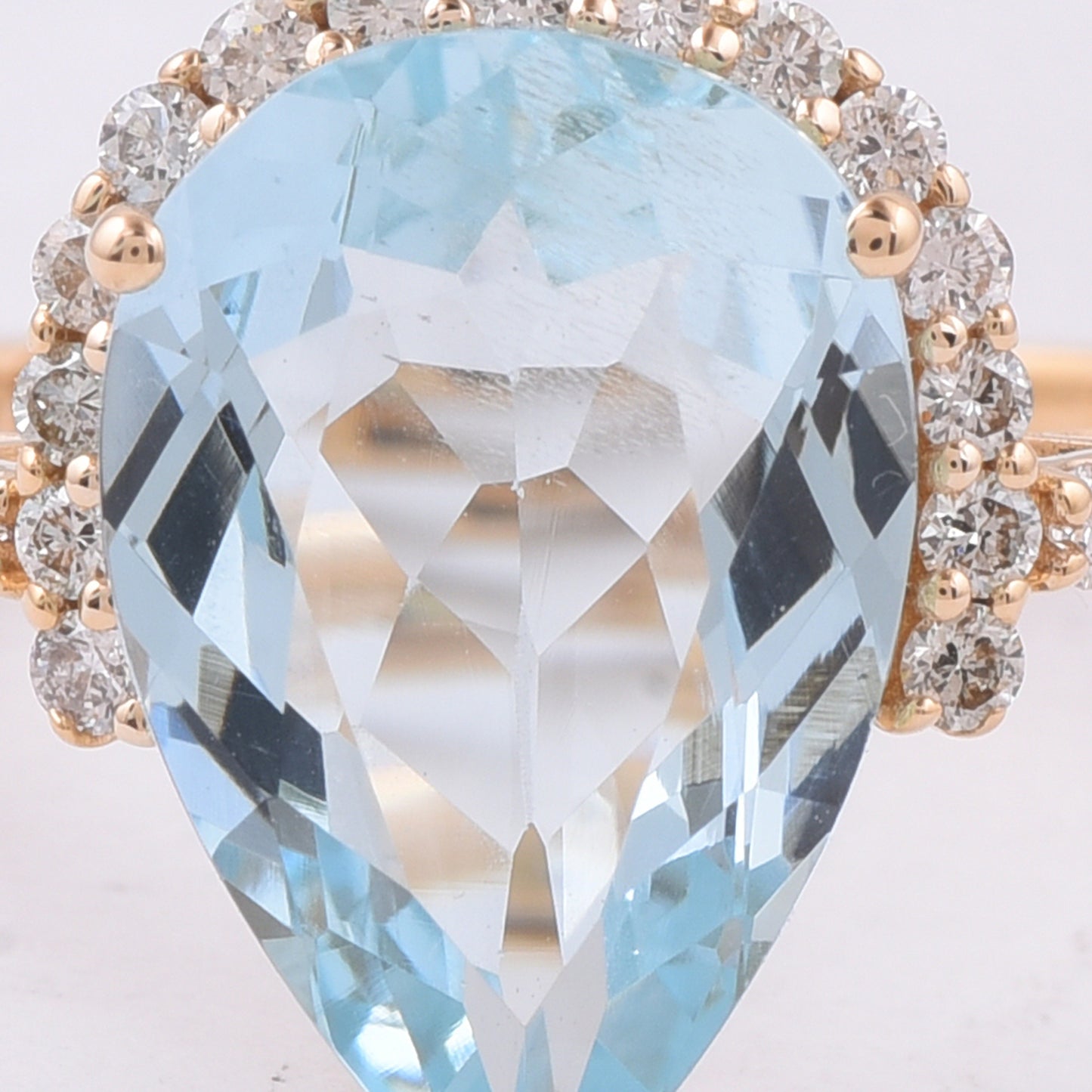 3.20 Ct Pear Natural Aquamarine 14K Gold Ring