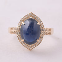 5.96 Ct Oval Sapphire 9K Gold Ring
