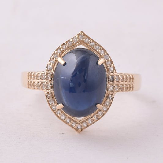 5.96 Ct Oval Sapphire 9K Gold Ring