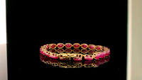 22.70 Ct Oval Ruby 14K Gold Bracelet