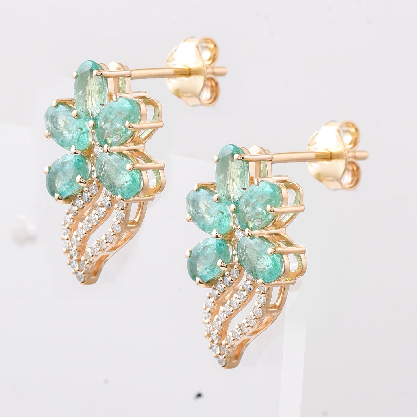 2.36 Ct Oval Emerald 14K Gold Earrings