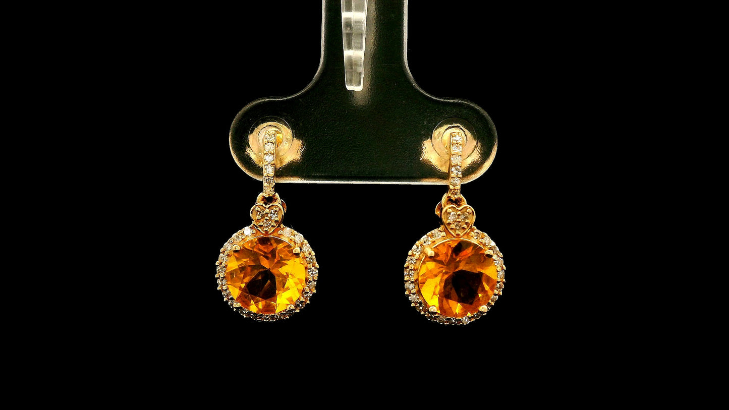 1.95 Ct Round Mixed Cut Natural Fire Opal 14K Gold Earrings