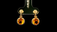 1.95 Ct Round Mixed Cut Natural Fire Opal 14K Gold Earrings