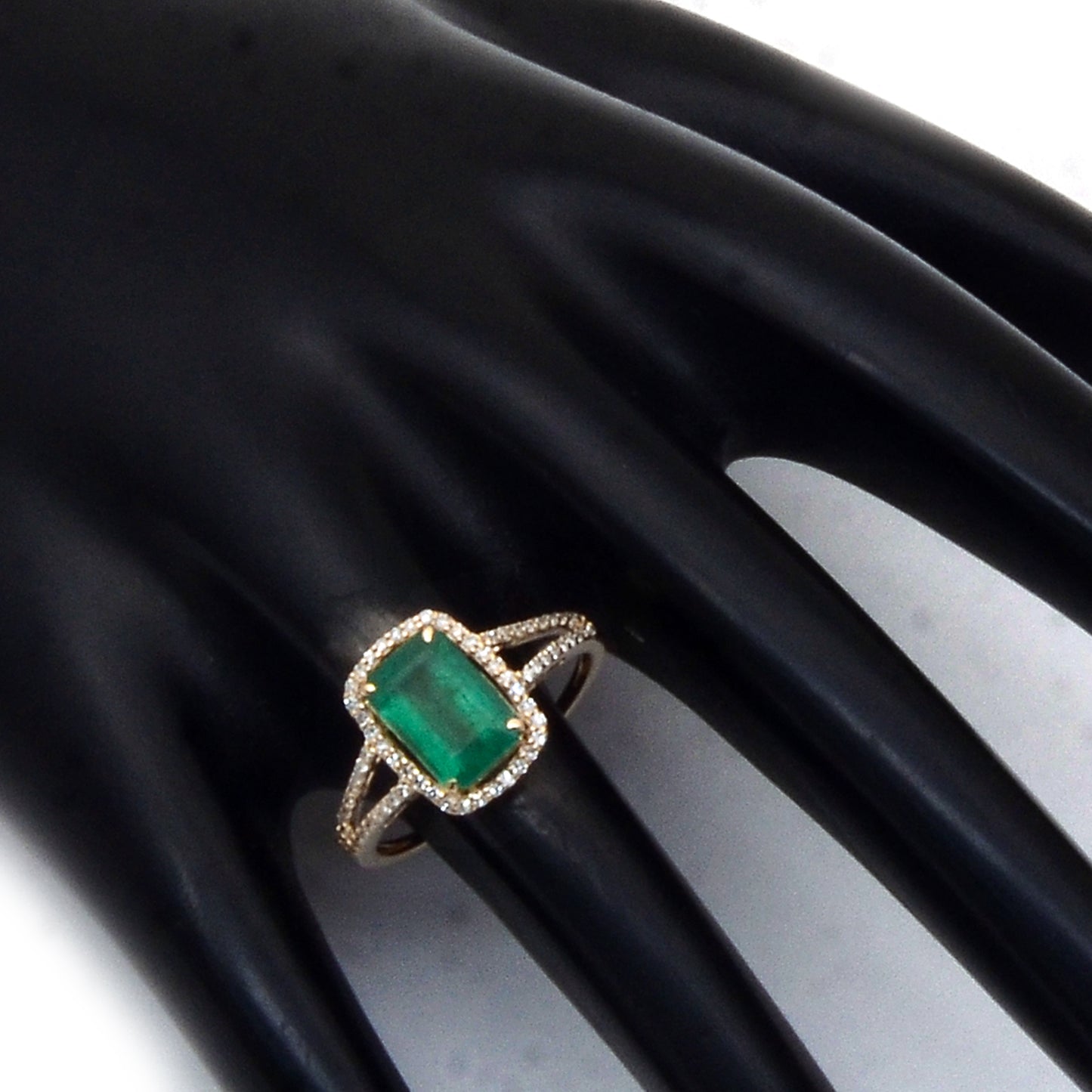 1.96 Ct Octagon Step Cut Natural Emerald 14K Gold Ring