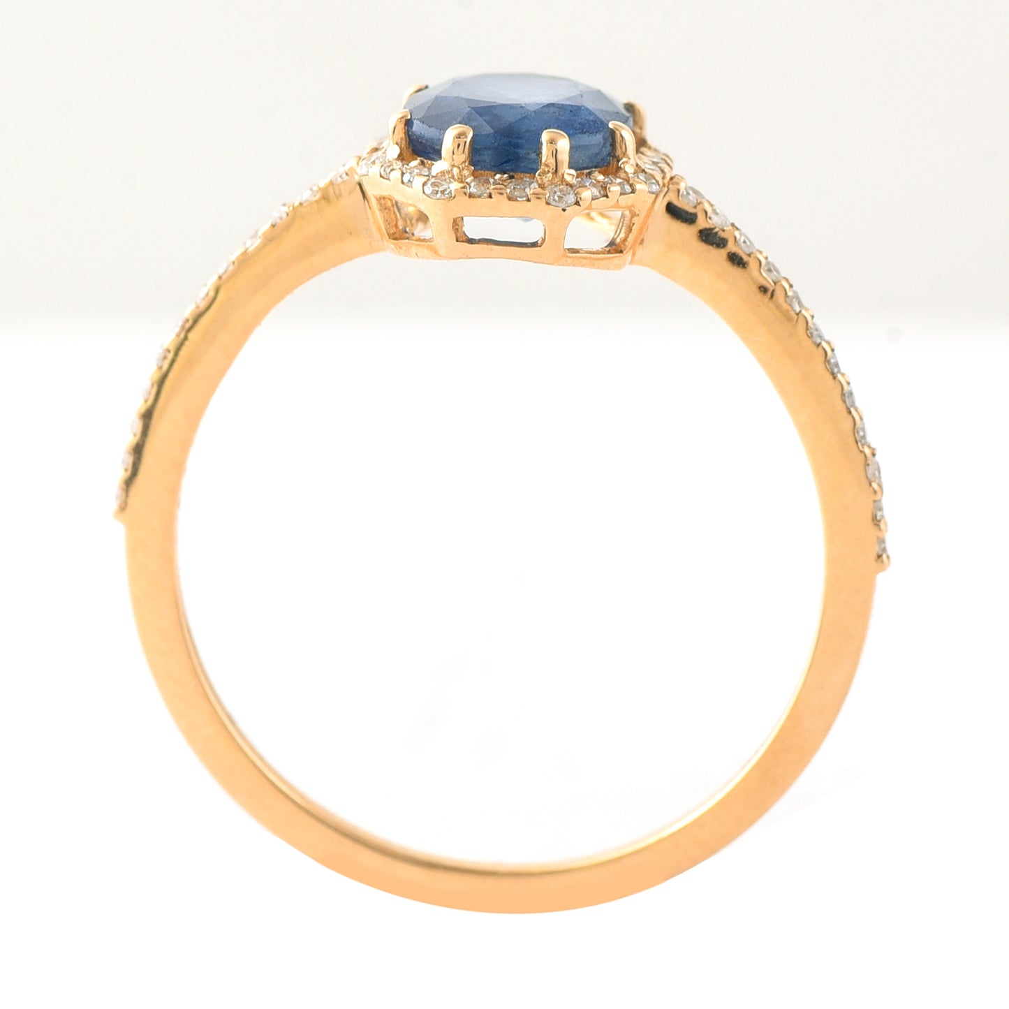 1.80 Ct Oval Mixed Cut Natural Sapphire 14K Gold Ring