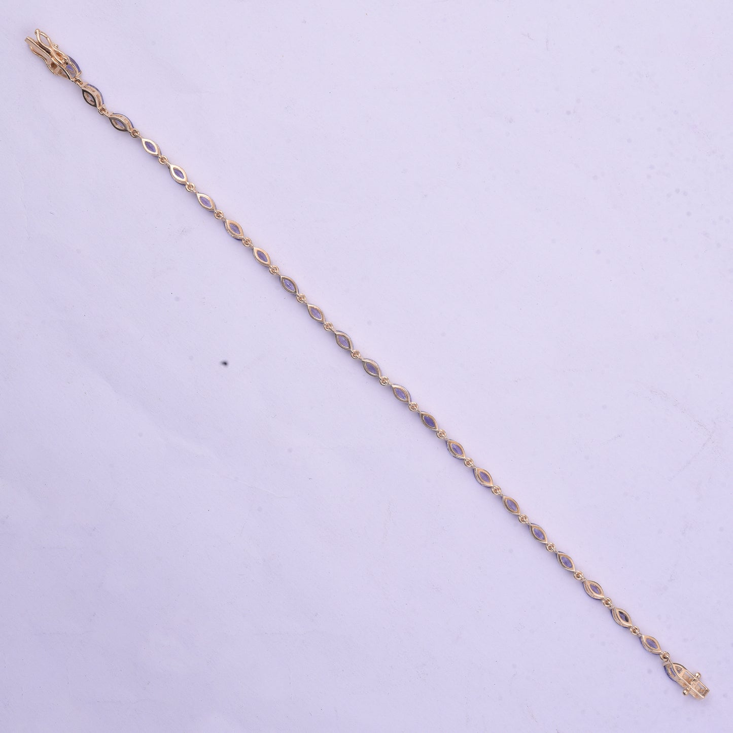 3.09 Ct Marquise Natural Tanzanite 14K Gold Bracelet