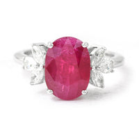 4.99 Ct Oval Ruby 950 Platinum Ring