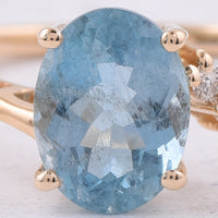 1.33 Ct Oval Natural Aquamarine 14K Gold Ring