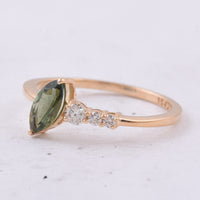 0.56 Ct Marquise Natural Green Tourmaline 14K Gold Ring