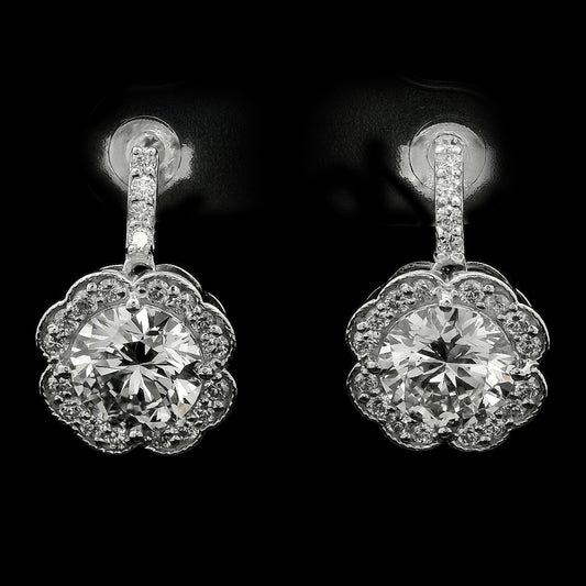 3.55 Carats Lab Grown Diamond 14K Gold Earrings