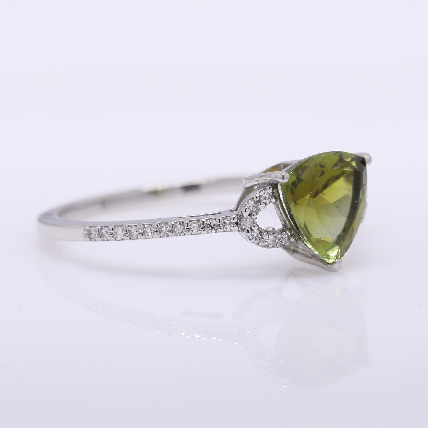 1.33 Ct Triangle Mixed Cut Natural Green Tourmaline 950 Platinum Ring