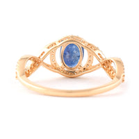 1.34 Ct Oval Mixed Cut Natural Sapphire 14K Gold Ring
