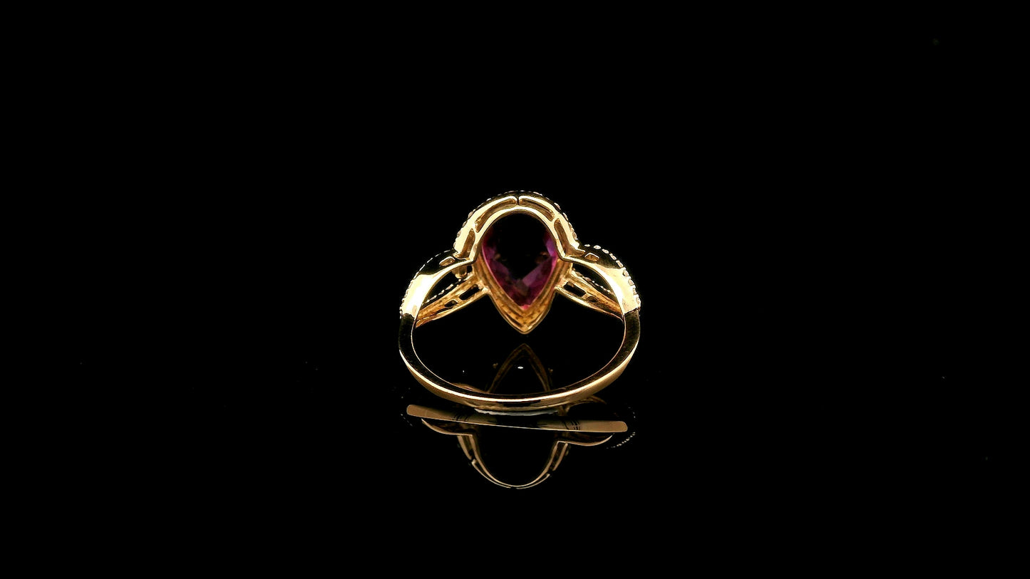 2.44 Ct Pear Lab Grown Pink Sapphire 14K Gold Ring