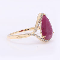 2.80 Ct Pear Mixed Cut Natural Ruby 14K Gold Ring
