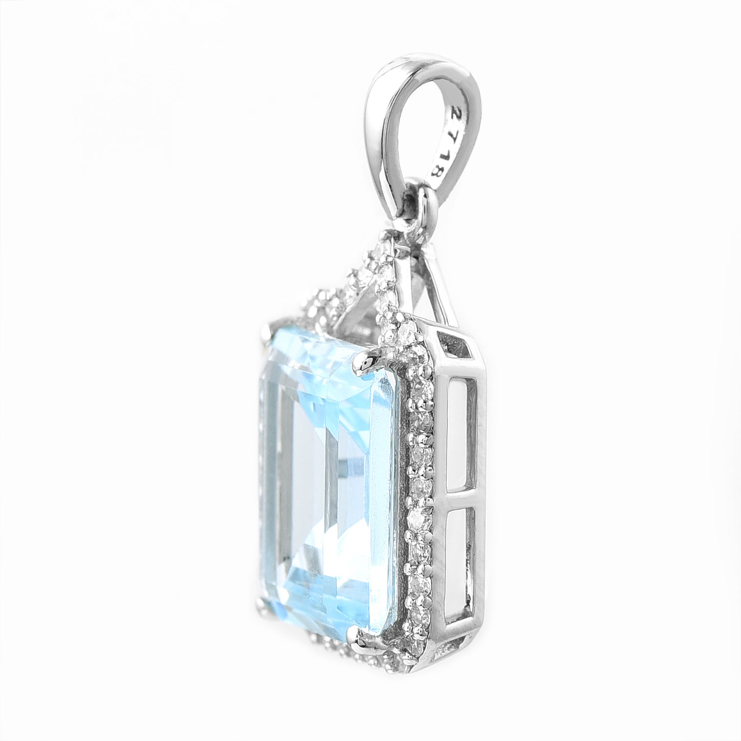 1.57 Ct Octagon Step Cut Natural Aquamarine 950 Platinum Pendant
