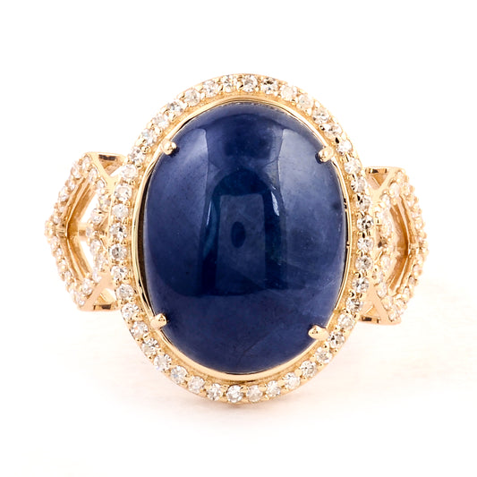 8.63 Ct Natural Codundum Sapphire 14K Gold Ring