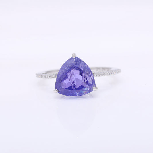 5.36 Ct Triangle Mixed Cut Natural Tanzanite 950 Platinum Ring