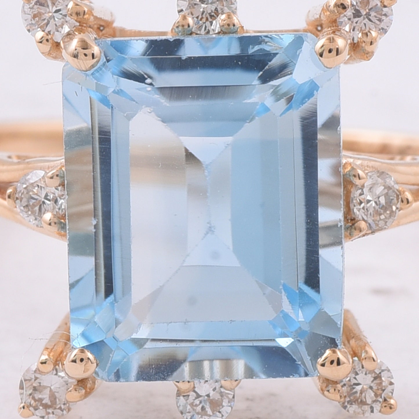 4.28 Ct Octagon Step Cut Natural Topaz 14K Gold Ring