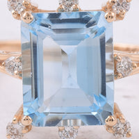 4.28 Ct Octagon Step Cut Natural Topaz 14K Gold Ring