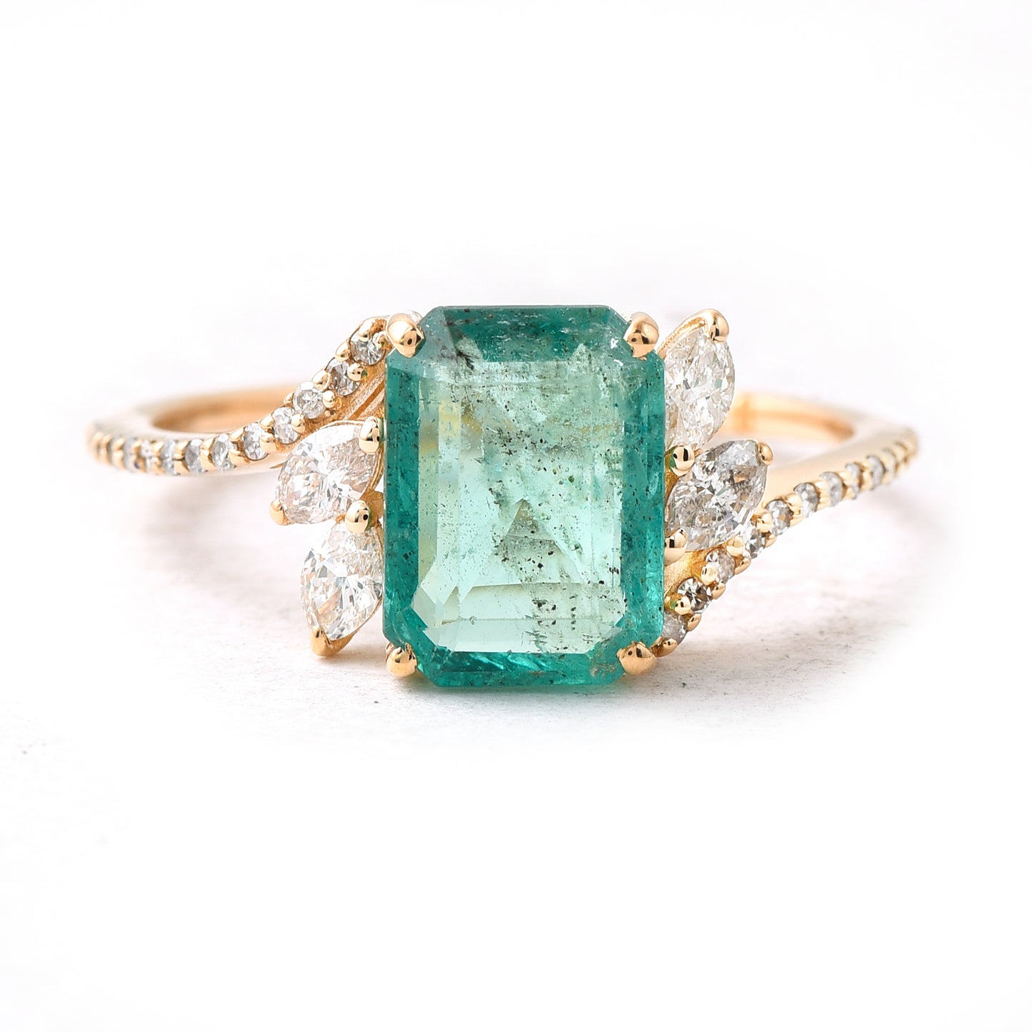 2.08 Ct Octagon Emerald 14K Gold Ring