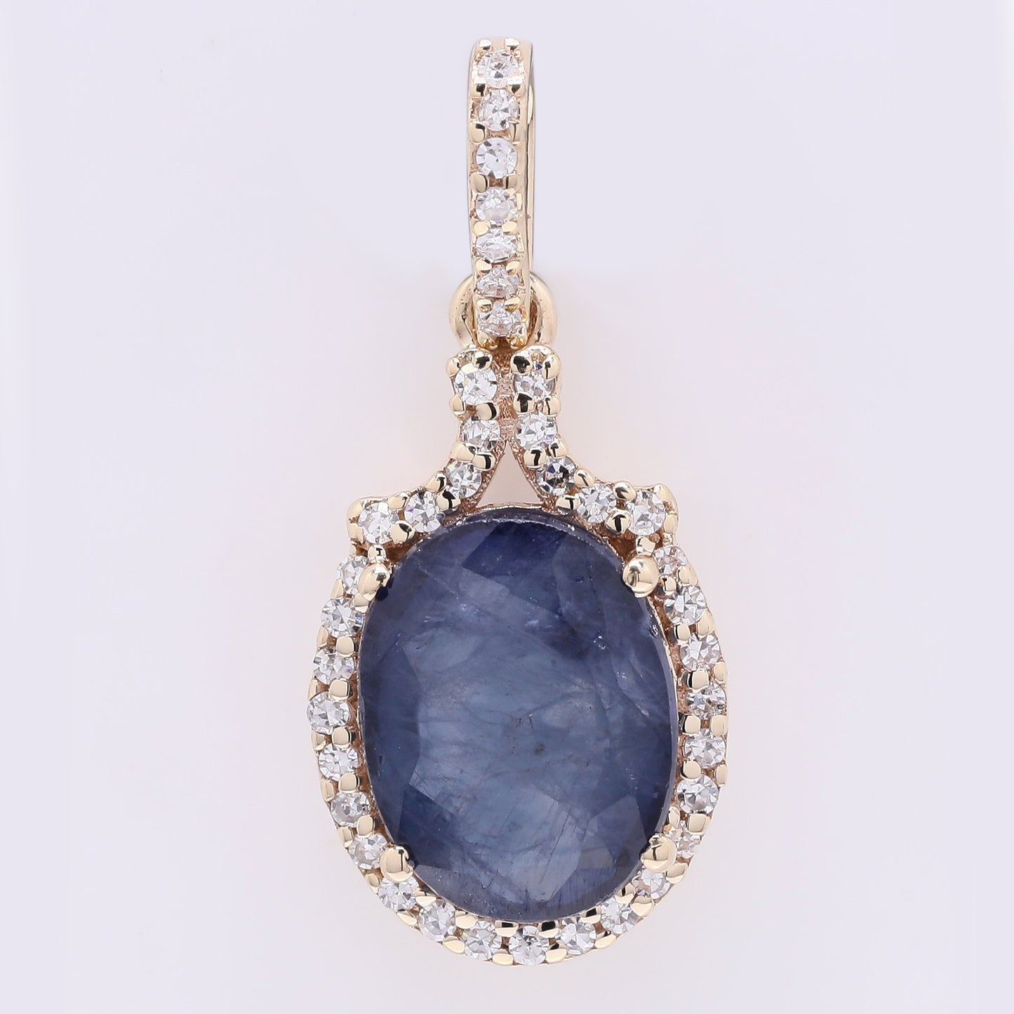 2.48 Ct Oval Mixed Cut Natural Sapphire 14K Gold Pendant