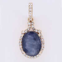 2.48 Ct Oval Mixed Cut Natural Sapphire 14K Gold Pendant