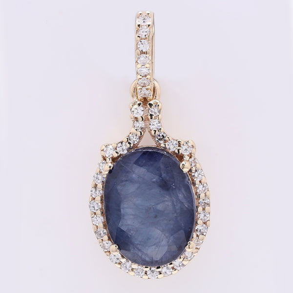 2.48 Ct Oval Mixed Cut Natural Sapphire 14K Gold Pendant