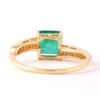 1.71 Ct Octagon Step Cut Natural Emerald 14K Gold Ring