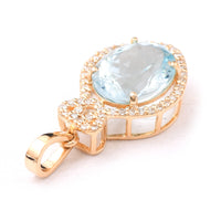 2.70 Ct Oval Mixed Cut Natural Aquamarine 14K Gold Pendant
