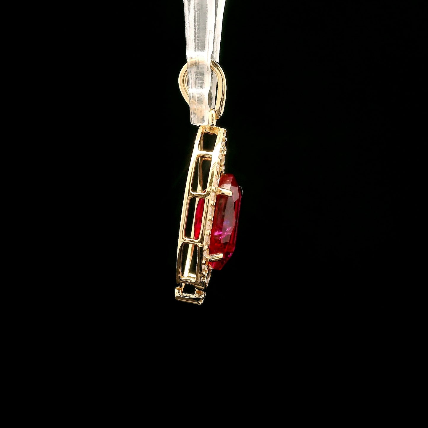 2.40 Ct Oval Mixed Cut Lab Grown Ruby 14K Gold Pendant