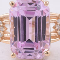 4.43 Ct Octagon Step Cut Natural Kunzite 14K Gold Ring