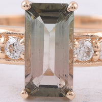 1.08 Ct Octagon Step Cut Natural Tourmaline 14K Gold Ring
