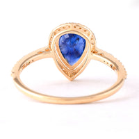 1.51 Ct Pear Mixed Cut Natural Sapphire 14K Gold Ring