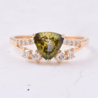 1.07 Ct Triangle Natural Green Tourmaline 14K Gold Ring