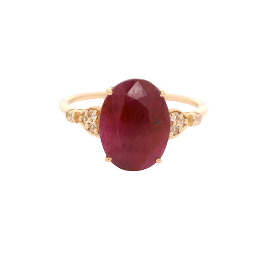 3.71 Ct Oval Ruby 14K Gold Ring