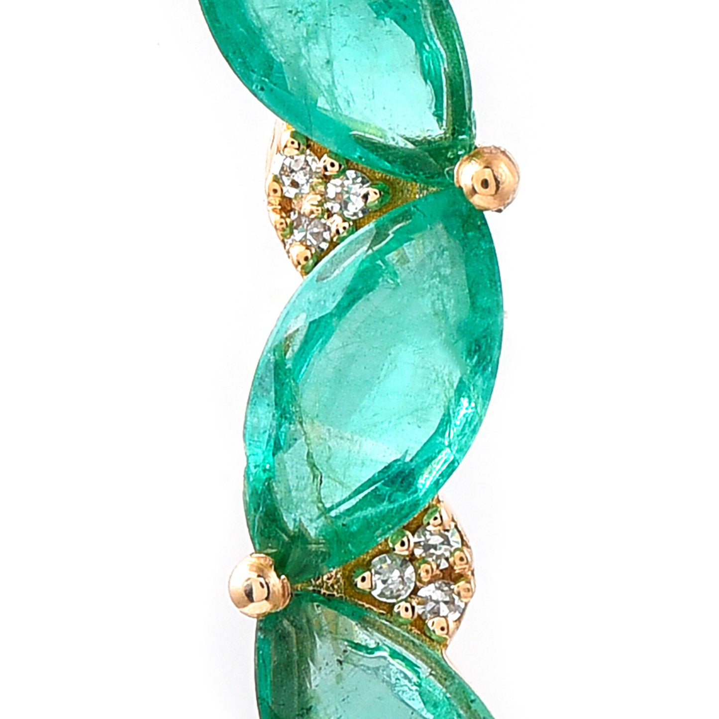 1.57 Ct Marquise Mixed Cut Natural Emerald 14K Gold Pendant