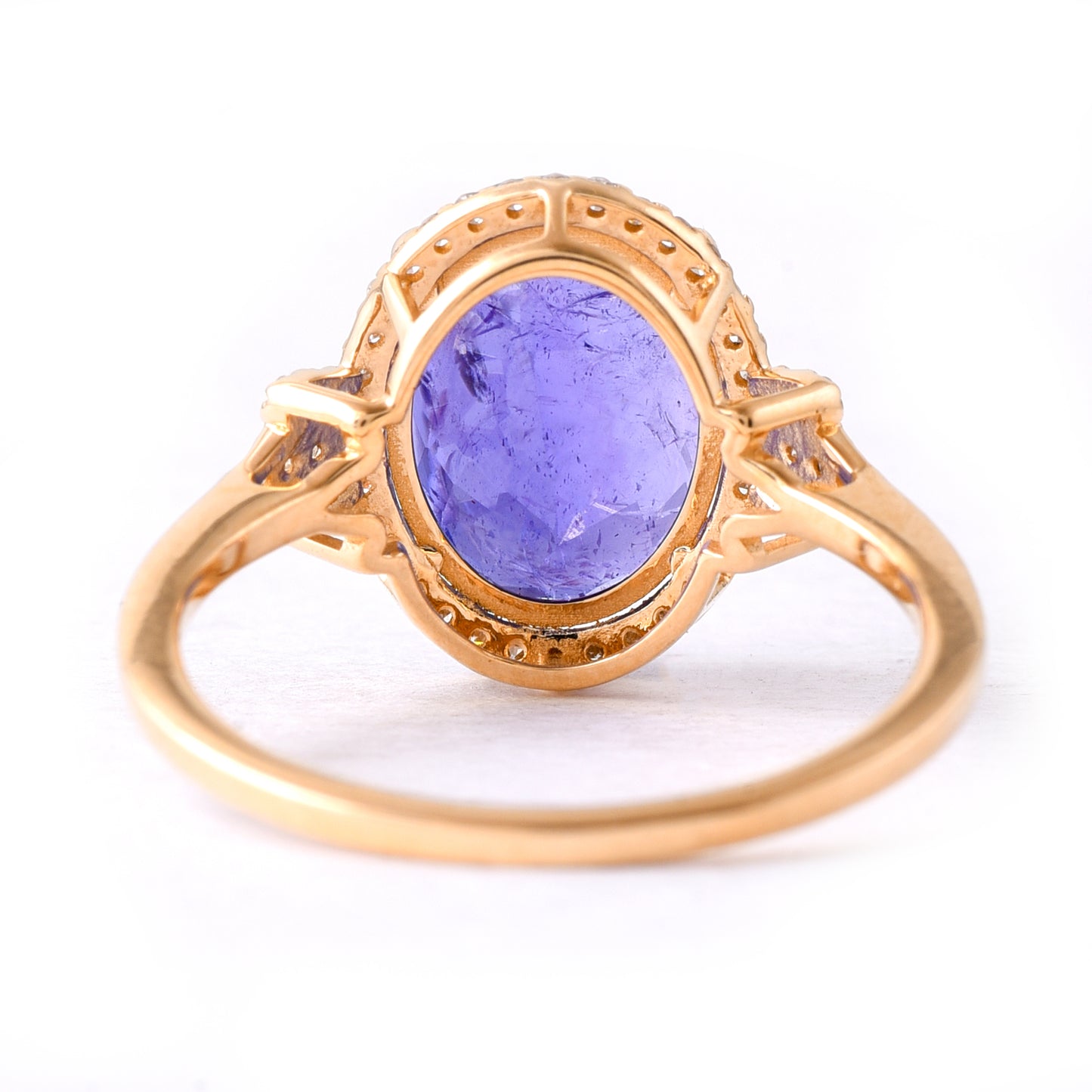 4.19 Ct Oval Mixed Cut Natural Tanzanite 14K Gold Ring