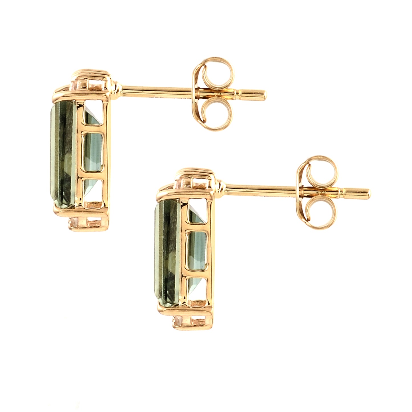2.23 Ct Baguette Tourmaline 14K Gold Earrings