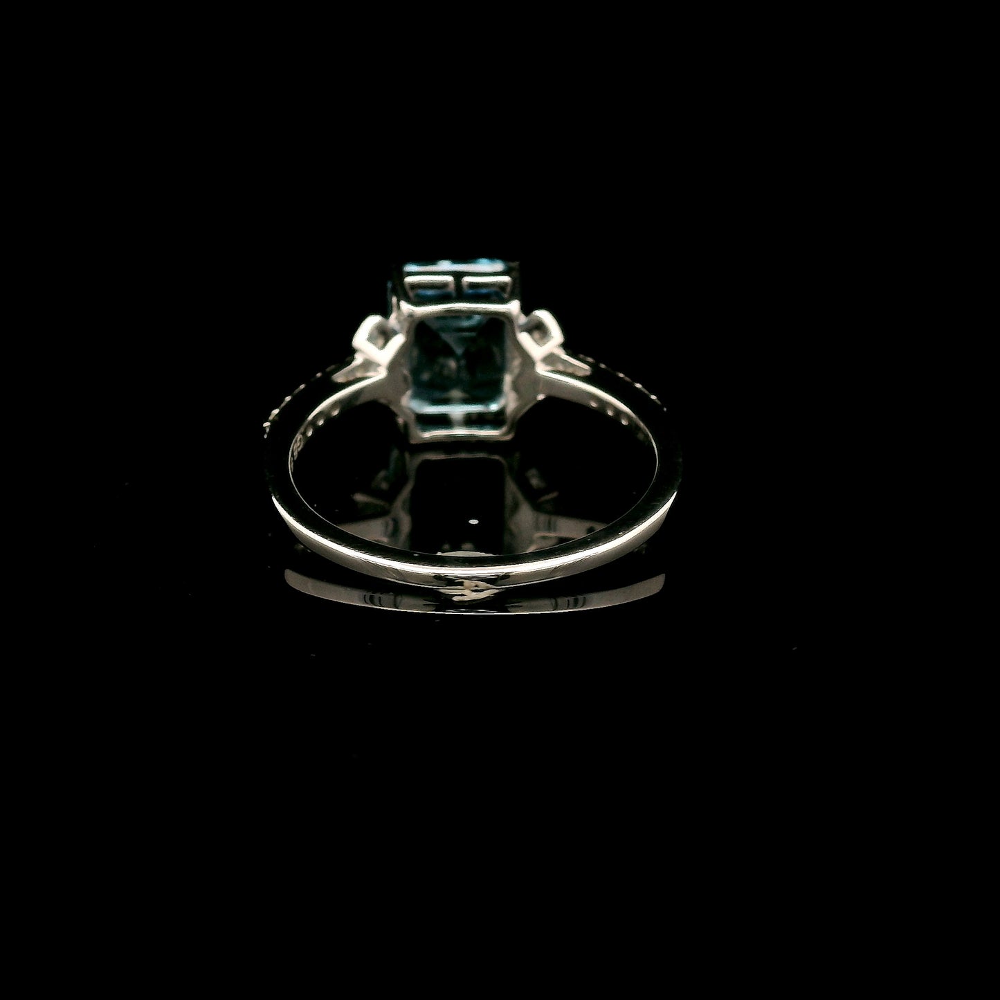 3.01 Ct Octagon Blue Topaz, White Zircon 925 Sterling Silver Ring
