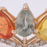 1.92 Ct Pear Natural Multi Coloured Sapphire 14K Gold Ring