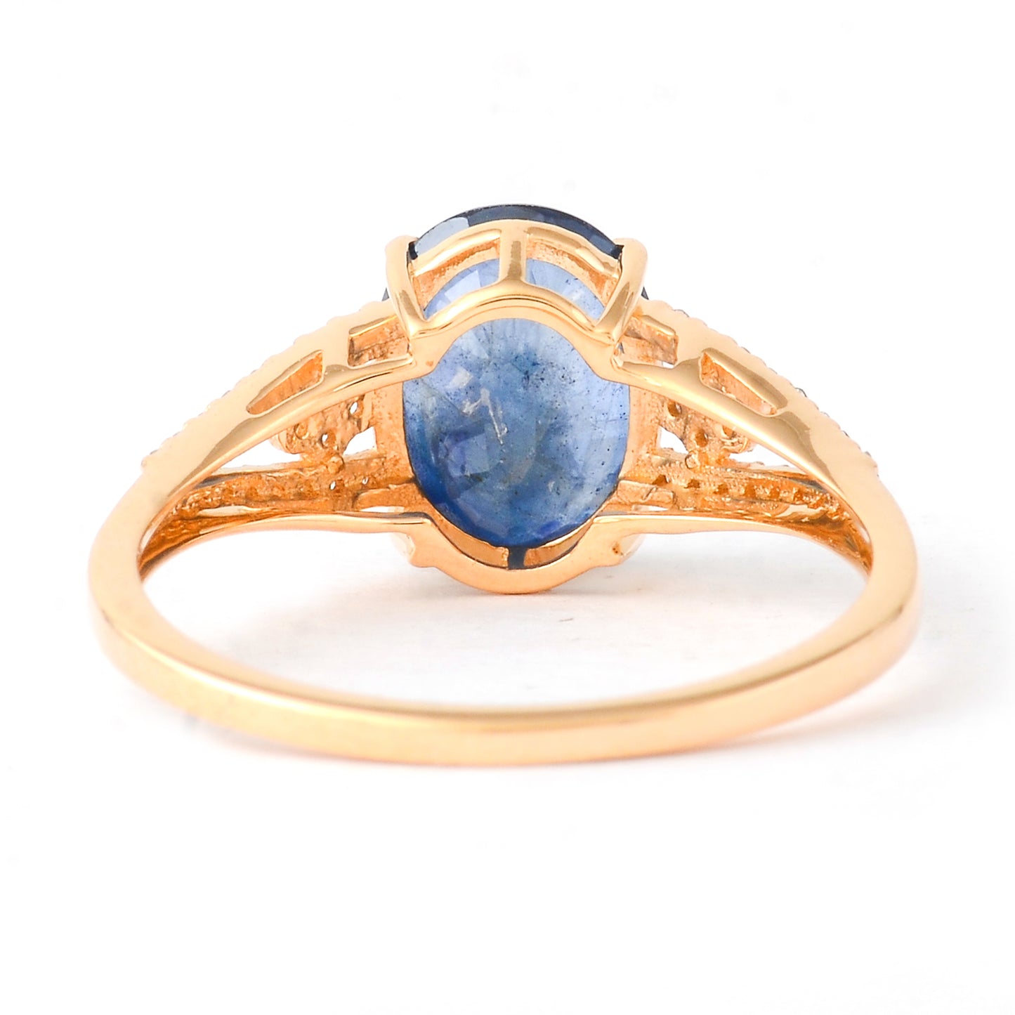 2.76 Ct Oval Mixed Cut Natural Sapphire 14K Gold Ring